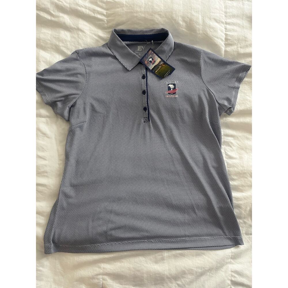 EP New York Women' Pebble Beach Geometric Jacquard Polo Inky Multi Size XL NWT